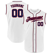 Load image into Gallery viewer, Custom White Navy-Red Authentic Sleeveless Baseball Jersey