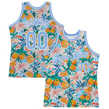 Load image into Gallery viewer, Custom White Light Blue-White 3D Pattern Design Oranges Authentic Basketball Jersey