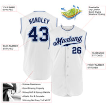 Load image into Gallery viewer, Custom White Navy-Light Blue Authentic Sleeveless Baseball Jersey