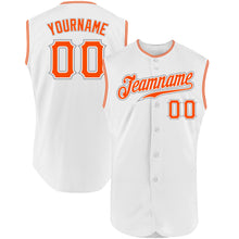 Load image into Gallery viewer, Custom White Orange-Gray Authentic Sleeveless Baseball Jersey