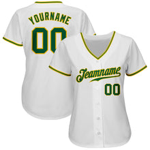 Load image into Gallery viewer, Custom White Kelly Green-Gold Authentic Baseball Jersey