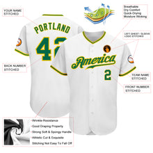 Load image into Gallery viewer, Custom White Kelly Green-Gold Authentic Baseball Jersey