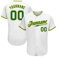 Load image into Gallery viewer, Custom White Kelly Green-Gold Authentic Baseball Jersey