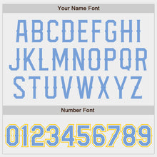 Load image into Gallery viewer, Custom White Light Blue-Gold Authentic Baseball Jersey