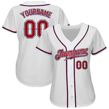 Load image into Gallery viewer, Custom White Red-Royal Authentic Baseball Jersey