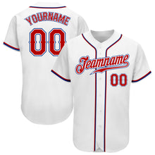 Load image into Gallery viewer, Custom White Red-Royal Authentic Baseball Jersey