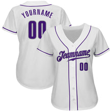 Load image into Gallery viewer, Custom White Purple-Gray Authentic Baseball Jersey