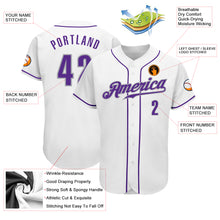 Load image into Gallery viewer, Custom White Purple-Gray Authentic Baseball Jersey
