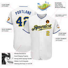 Load image into Gallery viewer, Custom White Royal-Gold Authentic Baseball Jersey