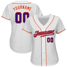 Load image into Gallery viewer, Custom White Purple-Orange Authentic Baseball Jersey