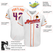 Load image into Gallery viewer, Custom White Purple-Orange Authentic Baseball Jersey