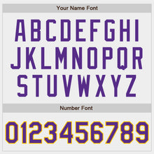 Load image into Gallery viewer, Custom White Purple-Gold Authentic Baseball Jersey