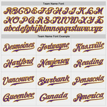 Load image into Gallery viewer, Custom White Purple-Gold Authentic Baseball Jersey