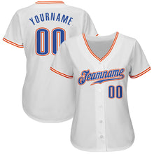 Load image into Gallery viewer, Custom White Blue-Orange Authentic Baseball Jersey
