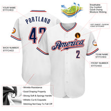 Load image into Gallery viewer, Custom White Navy-Red Authentic Baseball Jersey