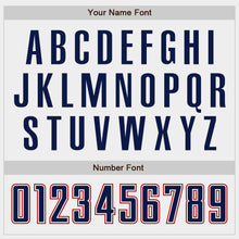 Load image into Gallery viewer, Custom White Navy-Red Authentic Baseball Jersey