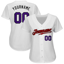 Load image into Gallery viewer, Custom White Purple-Red Authentic Baseball Jersey