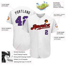 Load image into Gallery viewer, Custom White Purple-Red Authentic Baseball Jersey