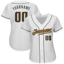 Load image into Gallery viewer, Custom White Steel Gray-Old Gold Authentic Baseball Jersey