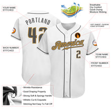 Load image into Gallery viewer, Custom White Steel Gray-Old Gold Authentic Baseball Jersey