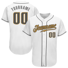 Load image into Gallery viewer, Custom White Steel Gray-Old Gold Authentic Baseball Jersey