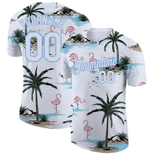 Load image into Gallery viewer, Custom White White-Light Blue 3D Pattern Design Hawaii Palm Trees Performance T-Shirt
