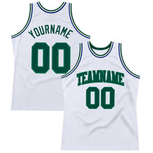Load image into Gallery viewer, Custom White Green-Kelly Green Authentic Throwback Basketball Jersey