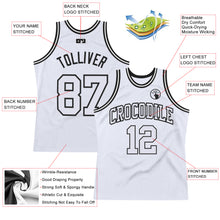 Load image into Gallery viewer, Custom White White-Black Authentic Throwback Basketball Jersey