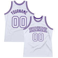 Load image into Gallery viewer, Custom White White-Purple Authentic Throwback Basketball Jersey