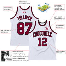 Load image into Gallery viewer, Custom White Maroon-Black Authentic Throwback Basketball Jersey