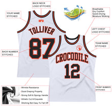 Load image into Gallery viewer, Custom White Black-Orange Authentic Throwback Basketball Jersey