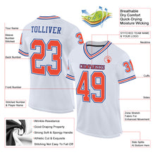 Load image into Gallery viewer, Custom White Orange-Royal Mesh Authentic Throwback Football Jersey