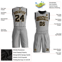 Load image into Gallery viewer, Custom White Black-Old Gold Round Neck Sublimation Basketball Suit Jersey