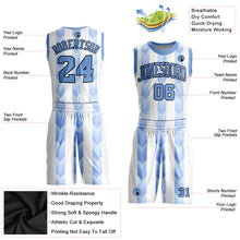 Load image into Gallery viewer, Custom White Light Blue-Black Round Neck Sublimation Basketball Suit Jersey