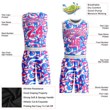 Load image into Gallery viewer, Custom White Pink-Light Blue Music Festival Round Neck Sublimation Basketball Suit Jersey