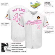 Load image into Gallery viewer, Custom White White-Pink Authentic Baseball Jersey