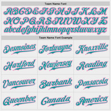 Load image into Gallery viewer, Custom White Teal-Pink Authentic Baseball Jersey