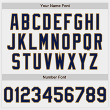 Load image into Gallery viewer, Custom White Navy-Old Gold Authentic Baseball Jersey