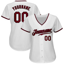 Load image into Gallery viewer, Custom White Crimson-Black Authentic Baseball Jersey