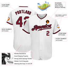 Load image into Gallery viewer, Custom White Crimson-Black Authentic Baseball Jersey