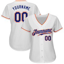 Load image into Gallery viewer, Custom White Royal-Orange Authentic Baseball Jersey