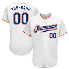 Load image into Gallery viewer, Custom White Royal-Orange Authentic Baseball Jersey