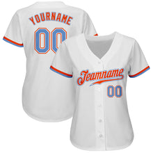 Load image into Gallery viewer, Custom White Powder Blue-Orange Authentic Baseball Jersey