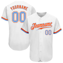 Load image into Gallery viewer, Custom White Powder Blue-Orange Authentic Baseball Jersey
