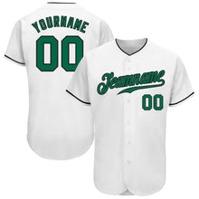 Load image into Gallery viewer, Custom White Kelly Green-Black Authentic Baseball Jersey