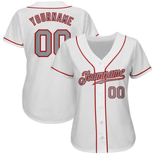Load image into Gallery viewer, Custom White Gray-Red Authentic Baseball Jersey