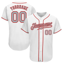 Load image into Gallery viewer, Custom White Gray-Red Authentic Baseball Jersey