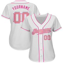Load image into Gallery viewer, Custom White Medium Pink-Pink Authentic Baseball Jersey