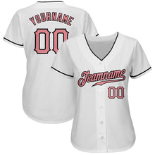 Load image into Gallery viewer, Custom White Medium Pink-Black Authentic Baseball Jersey