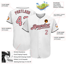Load image into Gallery viewer, Custom White Medium Pink-Black Authentic Baseball Jersey